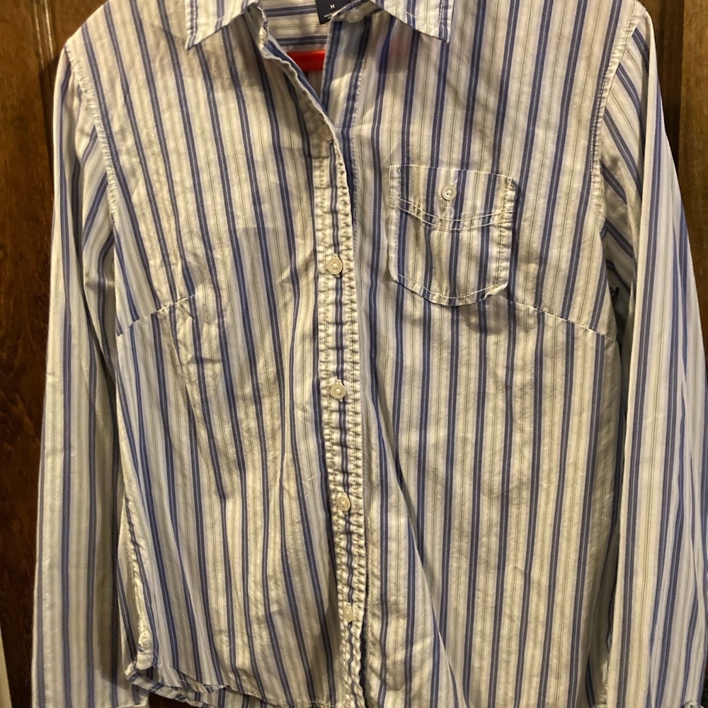 Mens long sleeve button up striped top